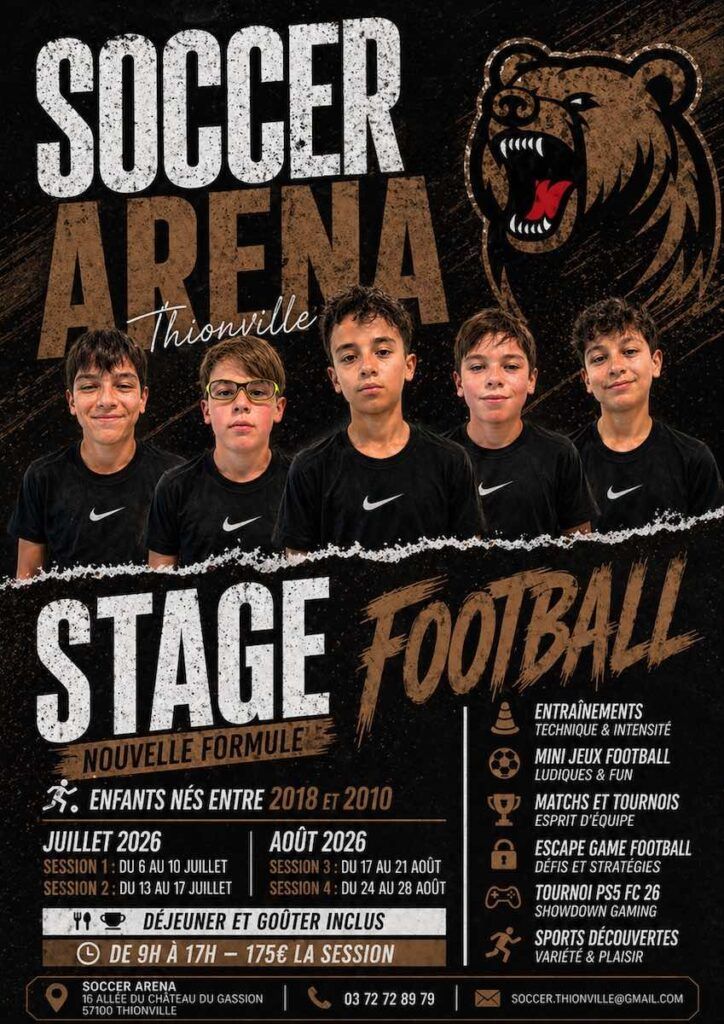 Affiche stage été 2026 Soccer Arena
